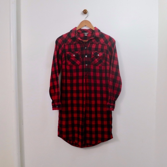 Eddie Bauer Lined Cold Weather Flannel Shirtdress Buffalo Check Plaid Sz 2 (XS) - Picture 1 of 10